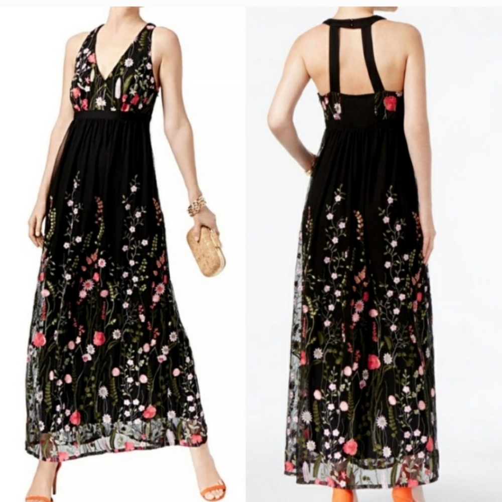 Inc floral embroidery dress